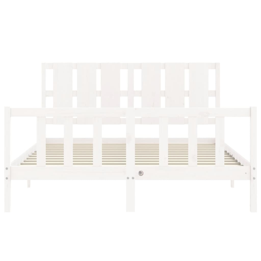 Bed Frame with Headboard White 160x200 cm Solid Wood