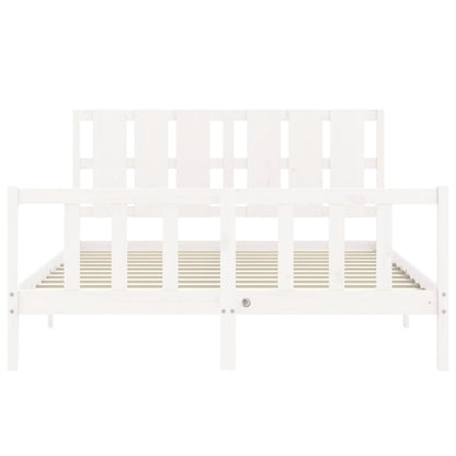 Bed Frame with Headboard White 160x200 cm Solid Wood