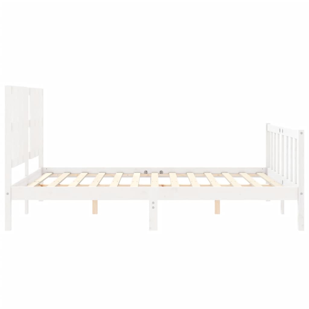 Bed Frame with Headboard White 160x200 cm Solid Wood