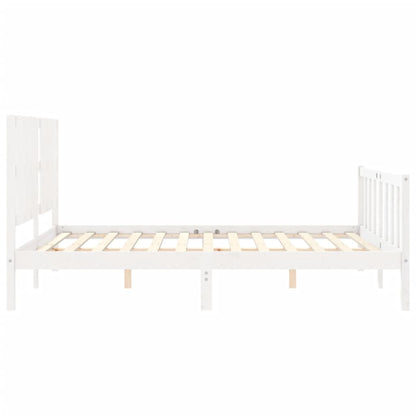 Bed Frame with Headboard White 160x200 cm Solid Wood