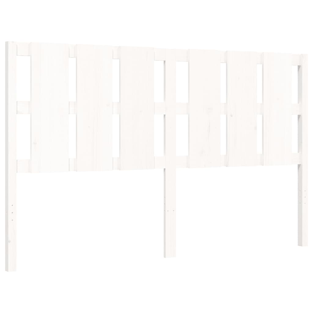 Bed Frame with Headboard White 160x200 cm Solid Wood