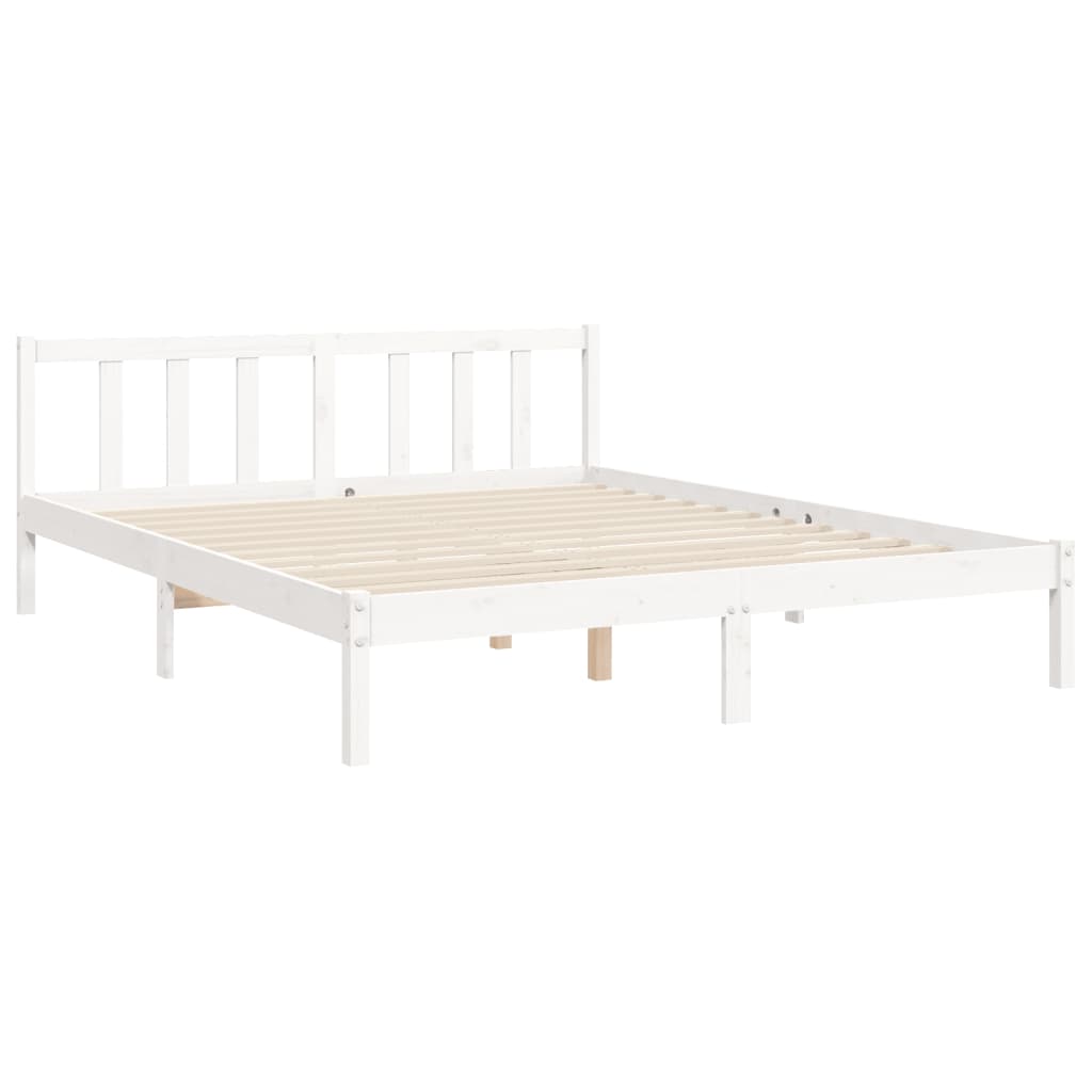 Bed Frame with Headboard White 160x200 cm Solid Wood