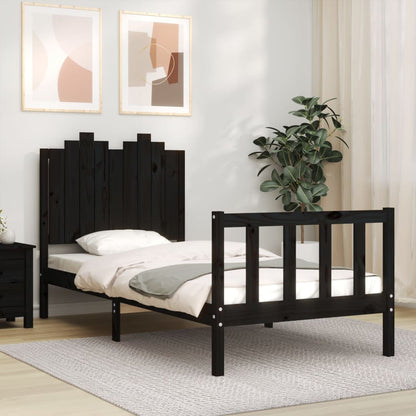 Bed Frame without Mattress Black 90x190 cm Single Solid Wood Pine