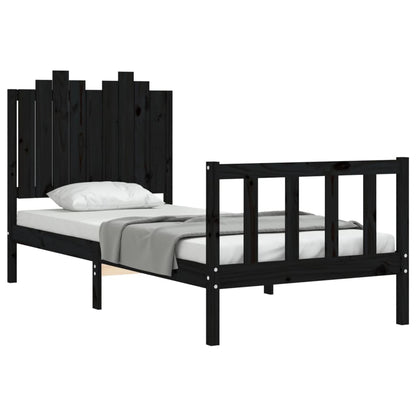 Bed Frame without Mattress Black 90x190 cm Single Solid Wood Pine