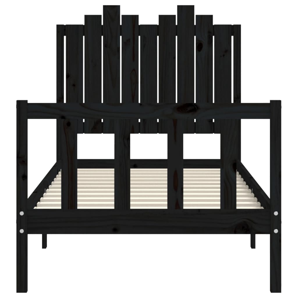 Bed Frame without Mattress Black 90x190 cm Single Solid Wood Pine