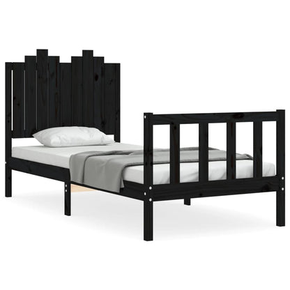 Bed Frame without Mattress Black 90x200 cm Solid Wood Pine