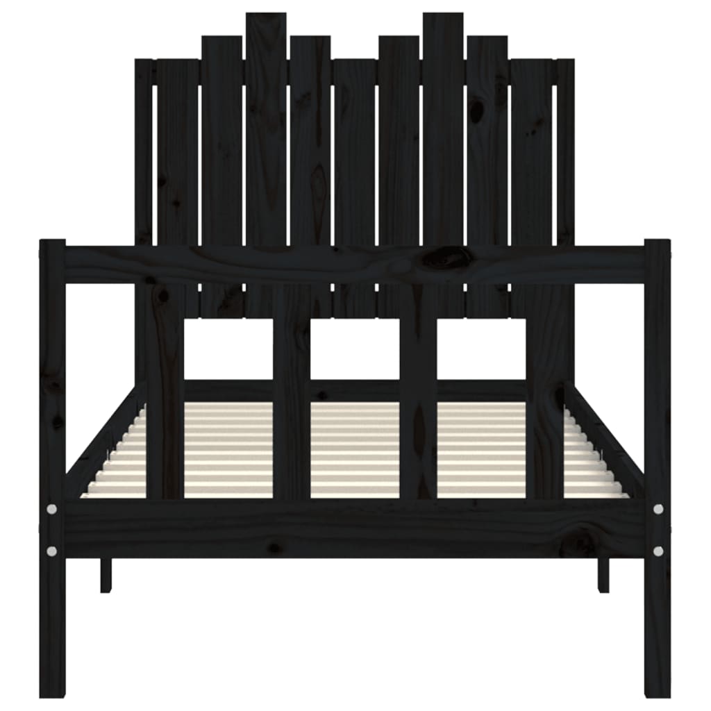 Bed Frame without Mattress Black 90x200 cm Solid Wood Pine