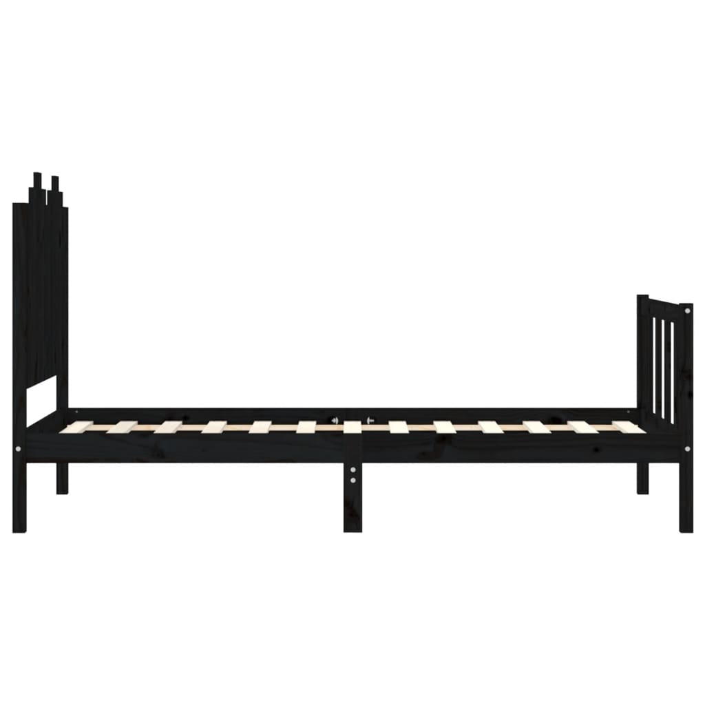 Bed Frame without Mattress Black 90x200 cm Solid Wood Pine