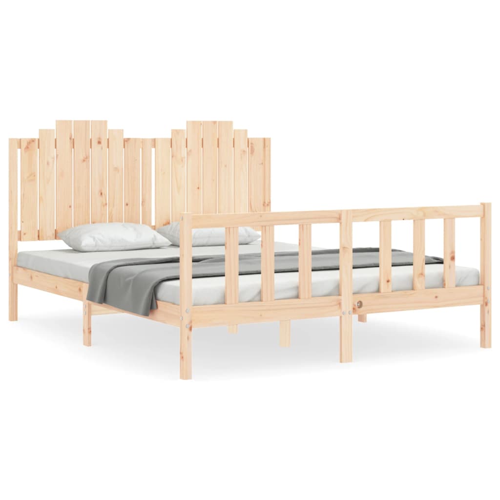 Bed Frame without Mattress King Size Solid Wood Pine