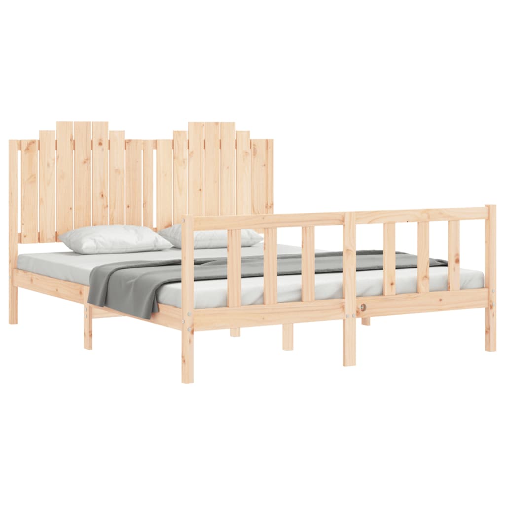 Bed Frame without Mattress King Size Solid Wood Pine