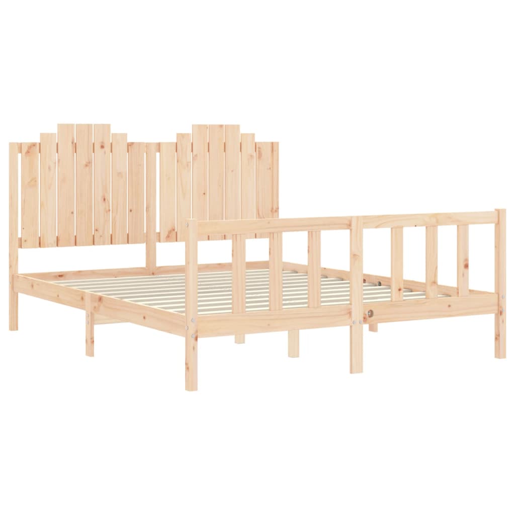 Bed Frame without Mattress King Size Solid Wood Pine