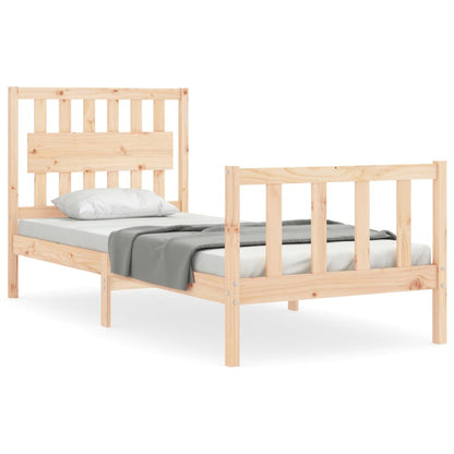 Bed Frame with Headboard Single Solid Wood