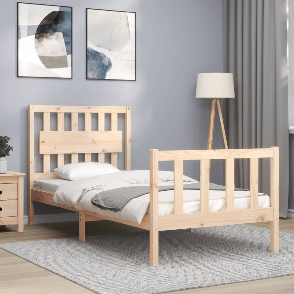 Bed Frame with Headboard Single Solid Wood