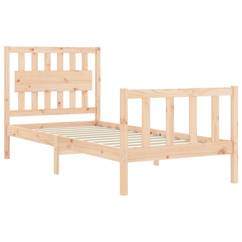 Bed Frame with Headboard Single Solid Wood