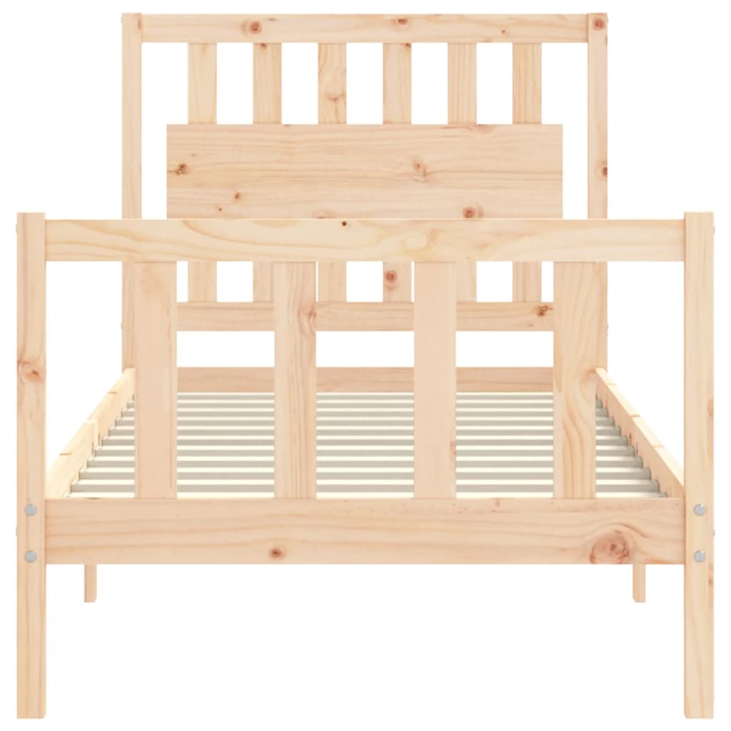 Bed Frame with Headboard Single Solid Wood