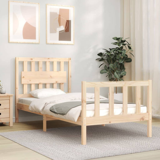 Bed Frame with Headboard Single Solid Wood