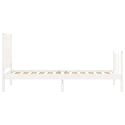 Bed Frame with Headboard White Single Solid Wood