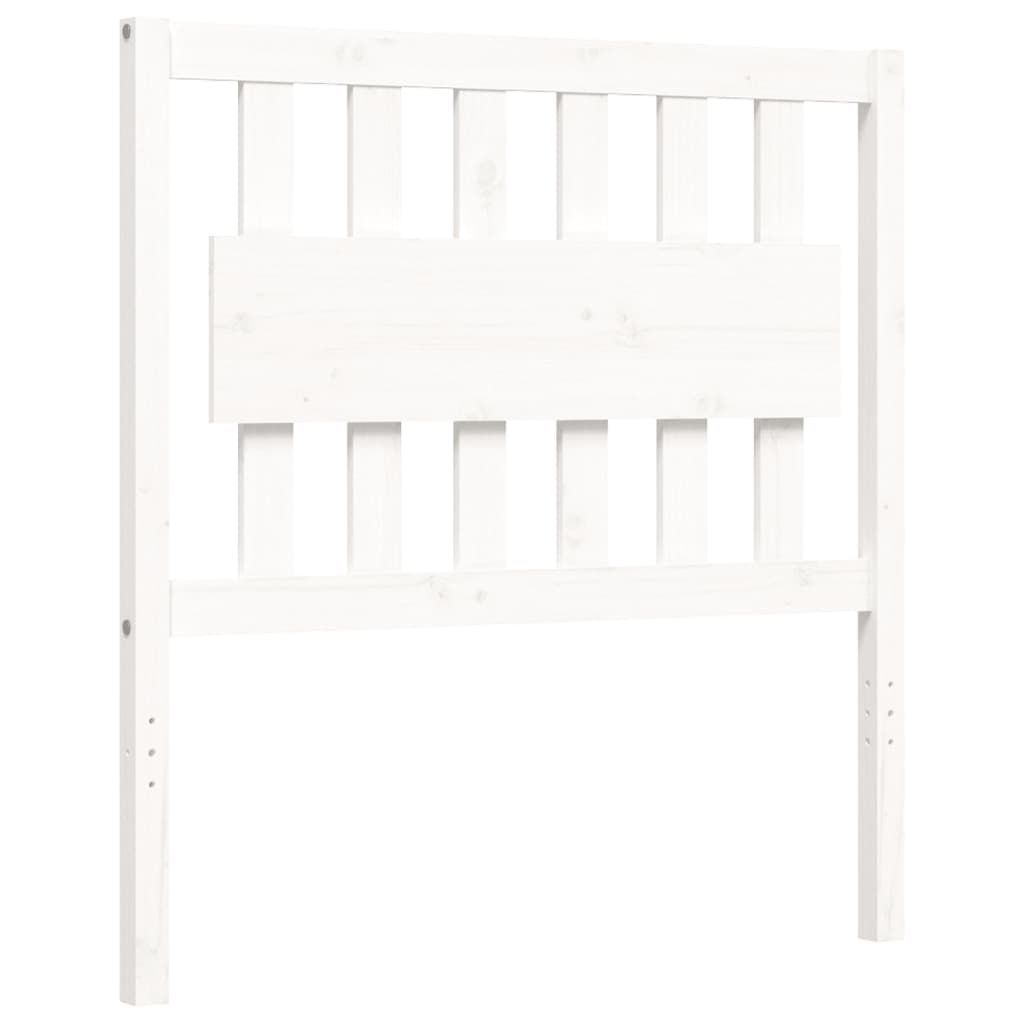 Bed Frame with Headboard White Single Solid Wood