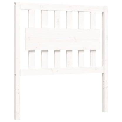 Bed Frame with Headboard White Single Solid Wood