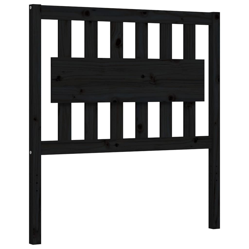 Bed Frame without Mattress Black Single Solid Wood Pine