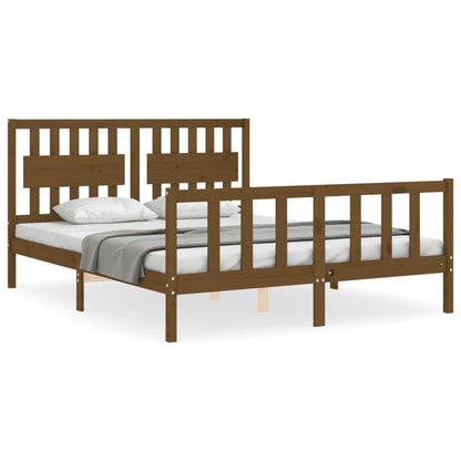 Bed Frame without Mattress Honey Brown King Size Solid Wood Pine