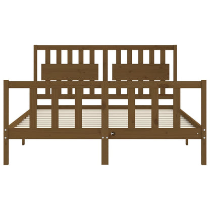 Bed Frame without Mattress Honey Brown King Size Solid Wood Pine