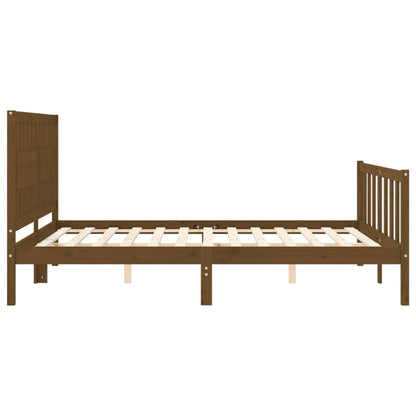 Bed Frame without Mattress Honey Brown King Size Solid Wood Pine