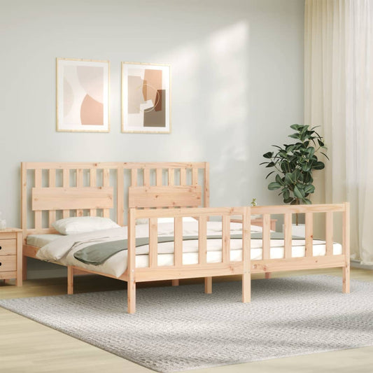 Bed Frame with Headboard Super King Size Solid Wood