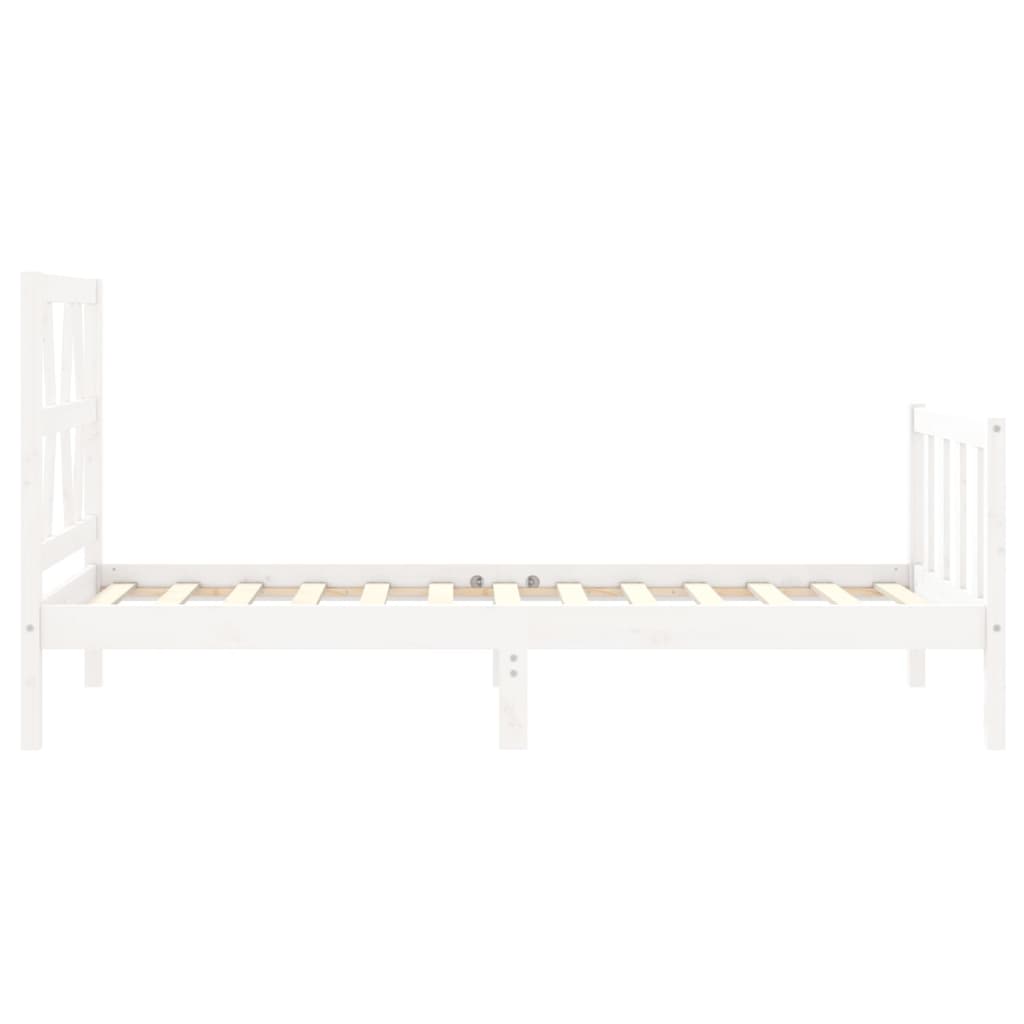 Bed Frame with Headboard White Single Solid Wood