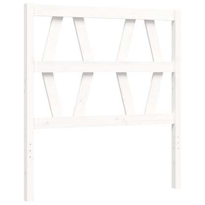 Bed Frame with Headboard White Single Solid Wood