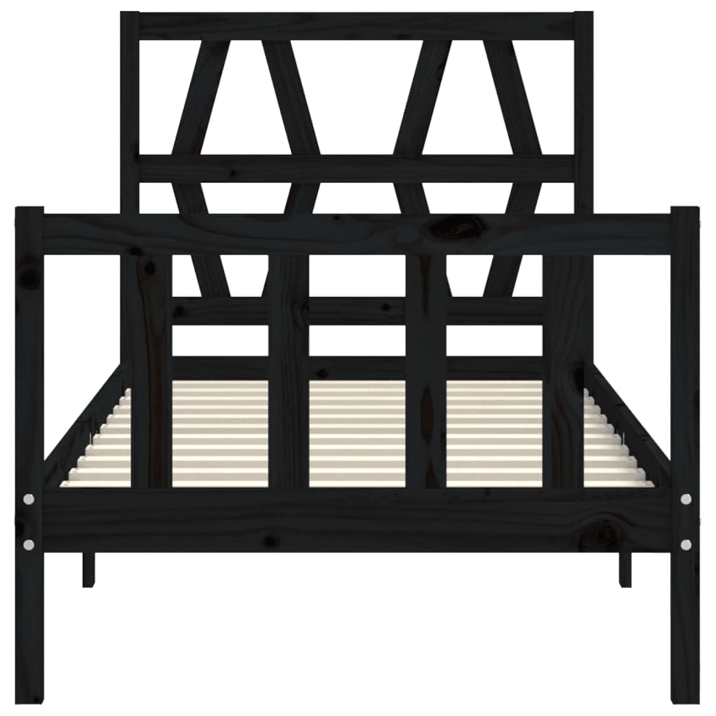 Bed Frame without Mattress Black 100x200 cm Solid Wood Pine