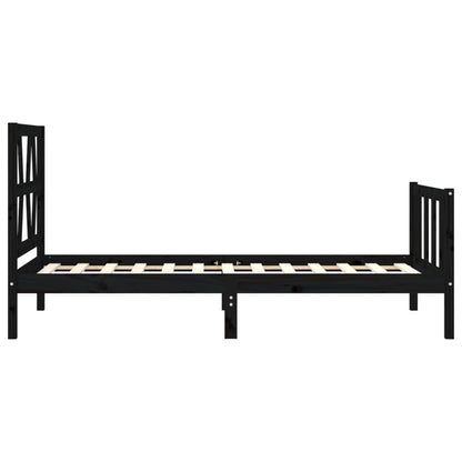 Bed Frame without Mattress Black 100x200 cm Solid Wood Pine