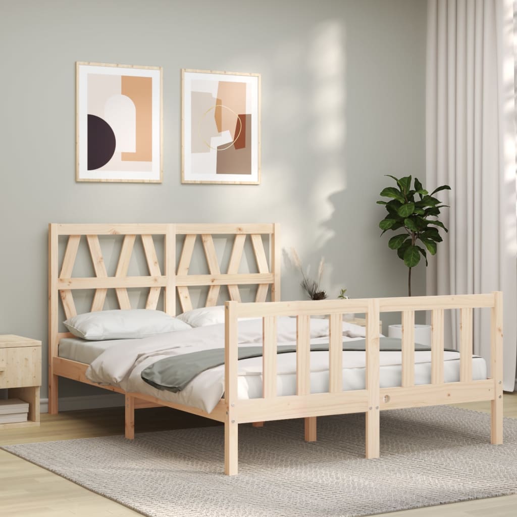 Bed Frame with Headboard 120x200 cm Solid Wood