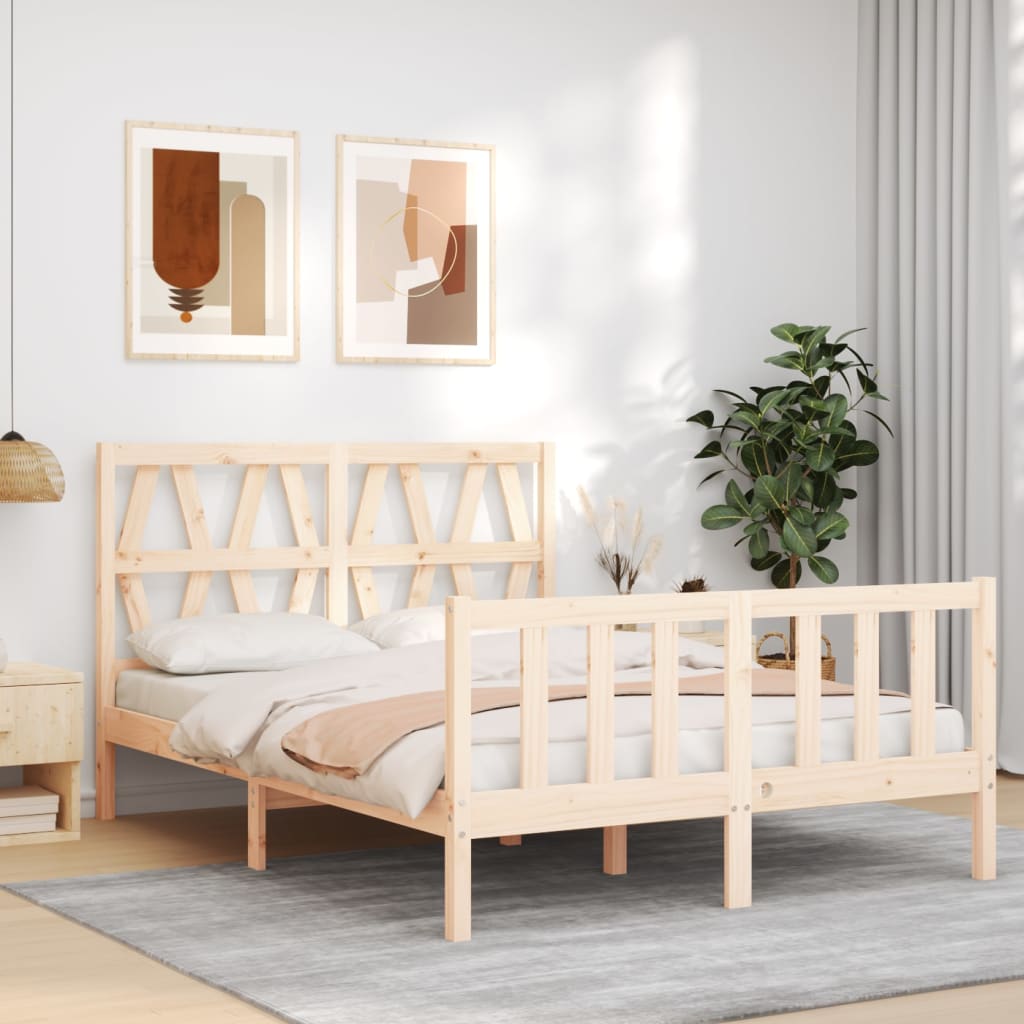 Bed Frame with Headboard 120x200 cm Solid Wood