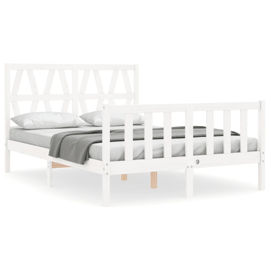 Bed Frame with Headboard White 140x200 cm Solid Wood