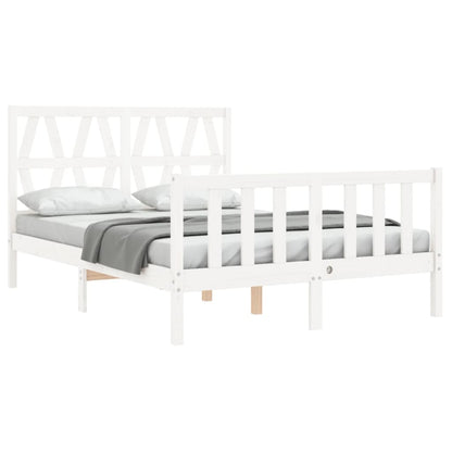 Bed Frame with Headboard White 140x200 cm Solid Wood