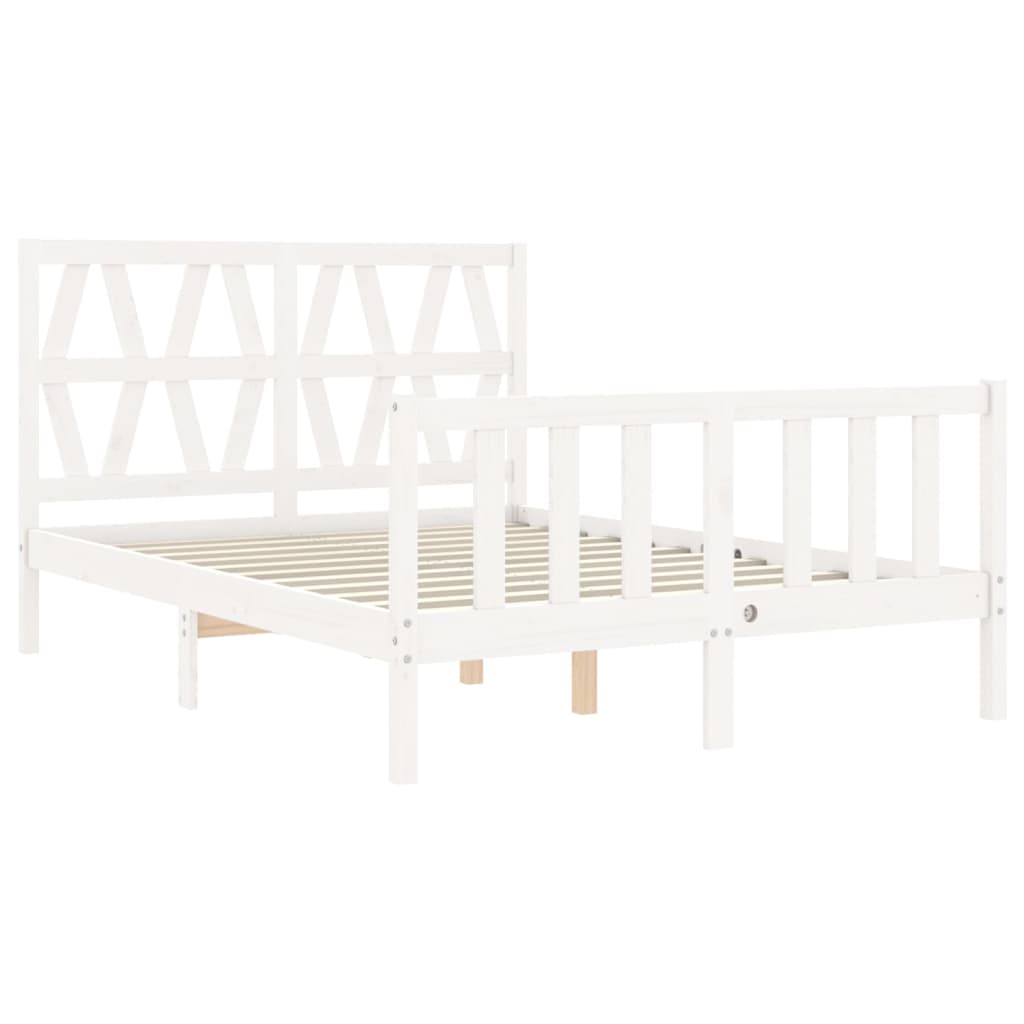 Bed Frame with Headboard White 140x200 cm Solid Wood