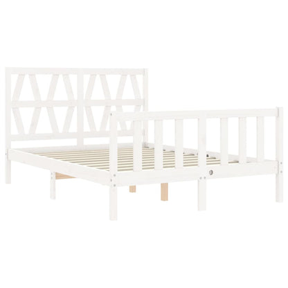 Bed Frame with Headboard White 140x200 cm Solid Wood