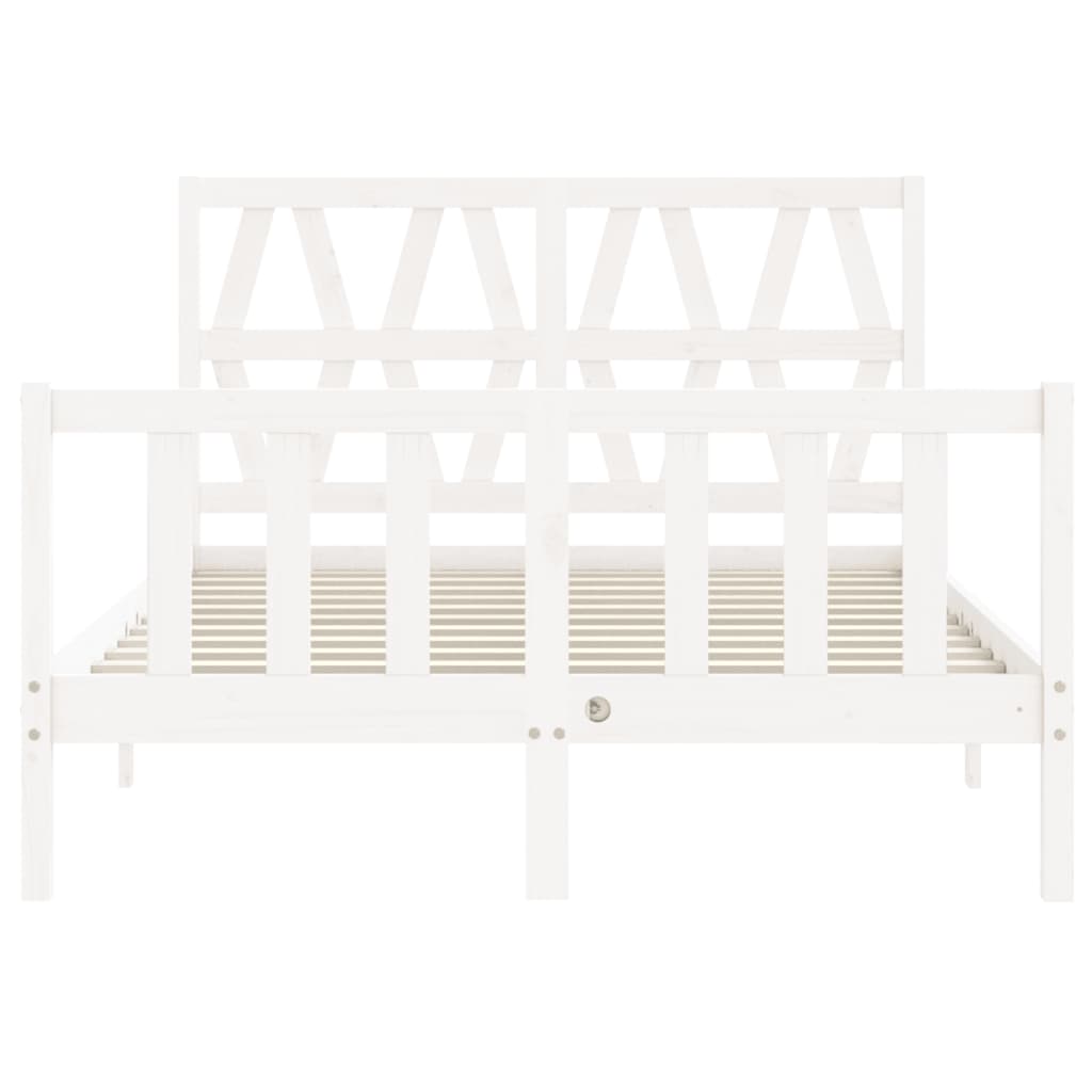 Bed Frame with Headboard White 140x200 cm Solid Wood