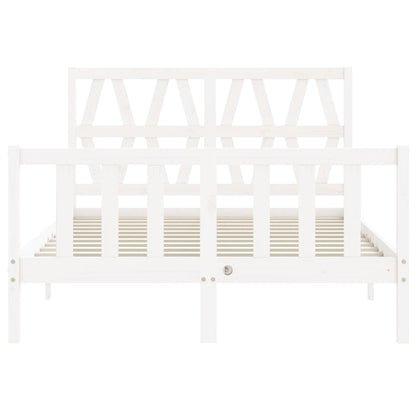 Bed Frame with Headboard White 140x200 cm Solid Wood