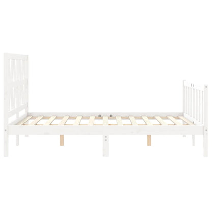 Bed Frame with Headboard White 140x200 cm Solid Wood