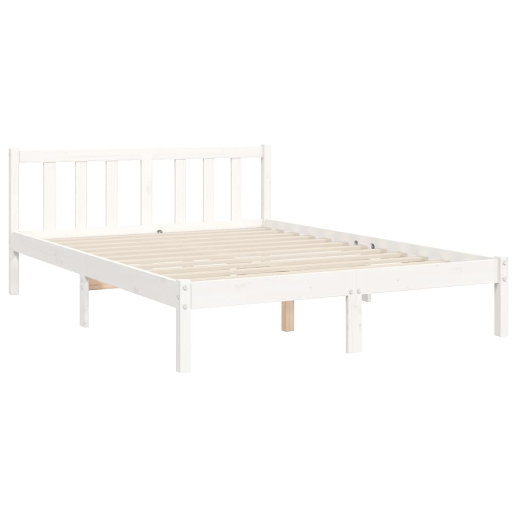 Bed Frame with Headboard White 140x200 cm Solid Wood