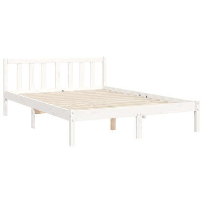 Bed Frame with Headboard White 140x200 cm Solid Wood