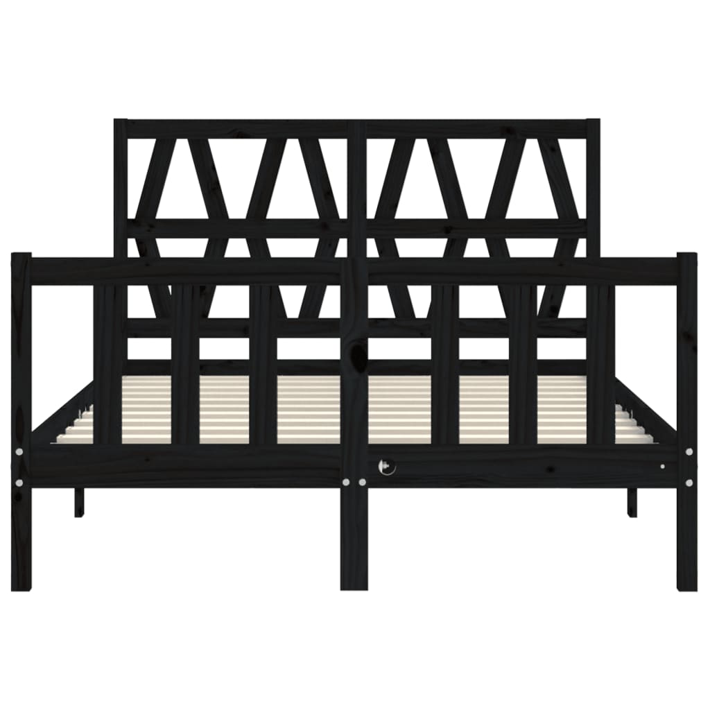 Bed Frame with Headboard Black 140x200 cm Solid Wood