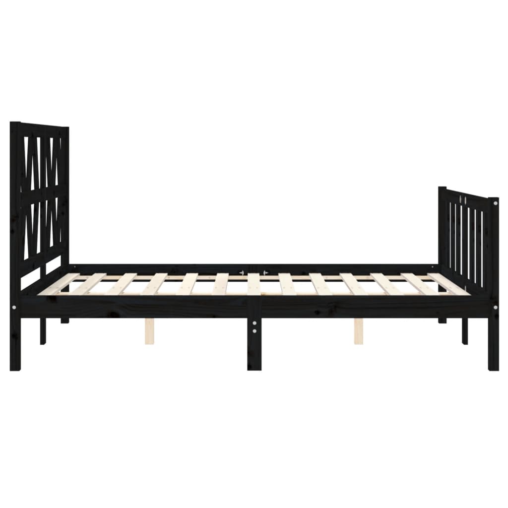 Bed Frame with Headboard Black 140x200 cm Solid Wood