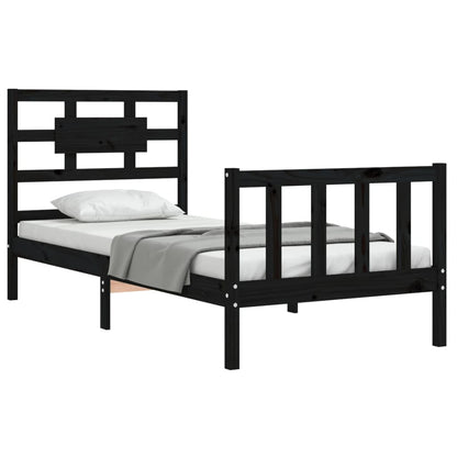 Bed Frame without Mattress Black Small Single Solid Wood Pine