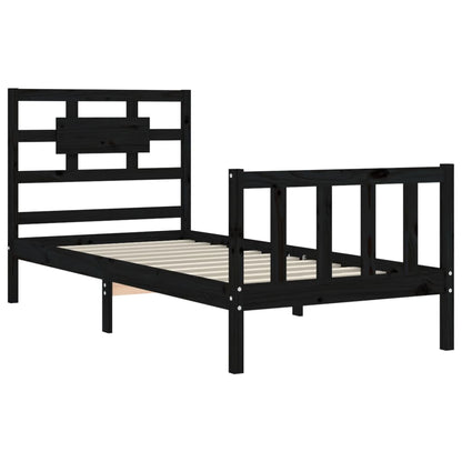 Bed Frame without Mattress Black Small Single Solid Wood Pine