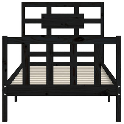 Bed Frame without Mattress Black Small Single Solid Wood Pine