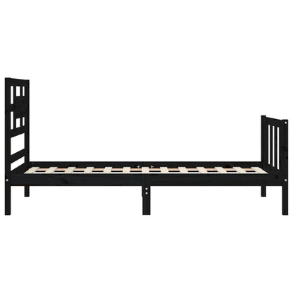 Bed Frame without Mattress Black Small Single Solid Wood Pine