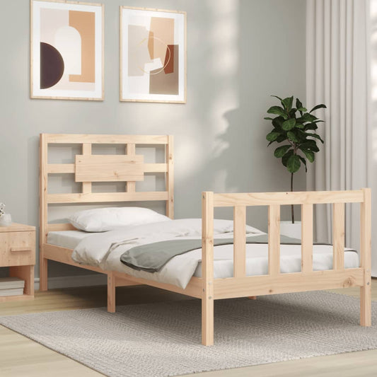 Bed Frame with Headboard Single Solid Wood